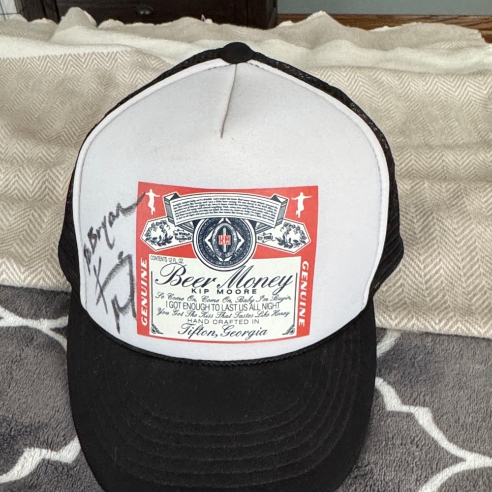 Autographed Kip Moore Black and White Trucker Hat from Beer Money Tour